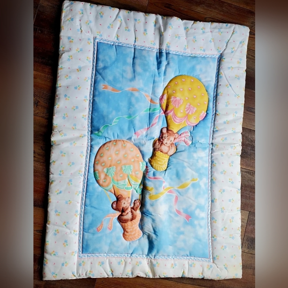 Vintage Riegel Teddy Beddy Bear Hot Air Balloon Blanket Quilt Baby 80'S …
